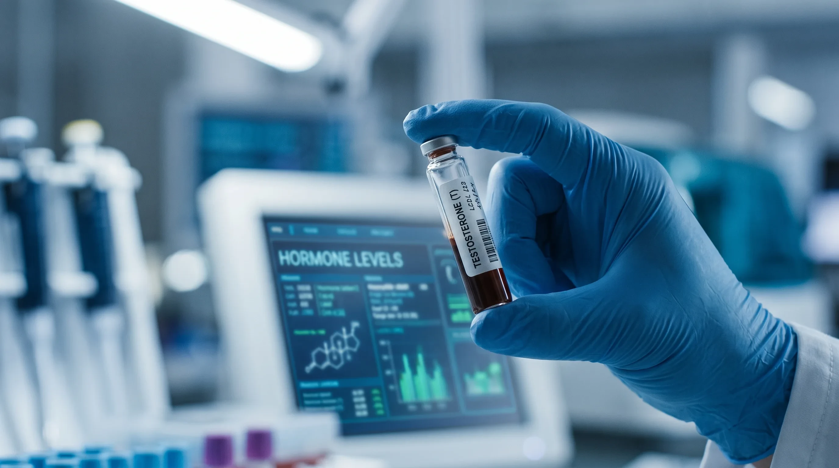 Testosterone blood test and hormone analysis at a medical laboratory in Qatar